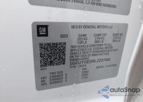 2020 Chevrolet Silverado 1500 4Wd Short Bed Ltz from USA, damaged, VIN 1GCUYGED9LZ237441